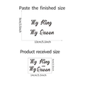 Gedetailleerde maattabel voor My King en My Queen muurstickers met lay-out afmetingen - 9x14cm