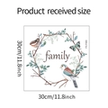 Detail of artistic family tree wreath wall sticker with birds and 30cm size measurement - 30x30CM (FX-F492)