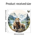 Detail view of mountain and bear forest wall decal with precise product size dimensions - Ivory White (fun-b9)