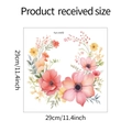 Detailansicht des 29cm Aquarell-Blumenkranz-WC-Aufklebers mit rosa und gelben Blütenmotiven - 29x29cm(fun-m49)