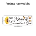 Detailed dimensions of sunflower kitchen wall decal showing 60x20cm size and motifs - 20*60CM (FX-A363)