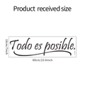 Dimensions détaillées du sticker mural citation espagnole Todo es posible noir 60x18cm - 18*60cm