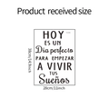 Detailed size chart for the inspirational quote wall sticker measuring 28x38 cm - Spanish Quote Style (FX-A365)