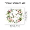 Florale WC-deursticker met afmetingen 29x25cm en een roze bloemenkrans voor wanddecoratie - Bloemen WC Krans Bord (fun-f17)
