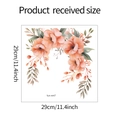 Sticker mural floral avec fleurs pêche et feuilles vertes sur une planche de 29x29cm - 29x29cm / Nouvelle Fleur Feuille (fun-m47)