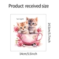 Detailansicht Cartoon Kätzchen in Teetasse Wandtattoo mit Maßen 14x14,5cm für Deko - Cartoon Katze Teetasse Stil (fun-kg24)