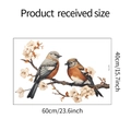 Dettaglio adesivo murale con uccello su ramo fiorito e misure 60cm x 40cm - Stile Realistico con Uccello e Fiore (fun-e15)