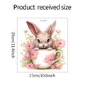 Wandtattoo Hase in Teetasse mit Blumen und genauen Größenangaben von 27x29 cm - 27*29CM (fun-m37)