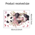 Détails et dimensions du sticker mural avec panda mignon, fleurs et papillons roses - 40*60cm