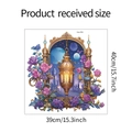 Detail showing dimensions of purple floral lantern wall sticker with starry sky background - Dreamy Purple Chandelier Floral Style (fun-f24) / 39*40CM