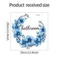 Blue floral wreath bathroom wall sticker dimensions showing 29cm x 29cm layout - 29*29CM/fun-f20