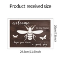 Plaque murale abeille Welcome to my home avec texture bois et dimensions 20x29,5 cm - 20x29.5cm