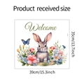 Detaillierte Maße der Wandtattoo-Hase und Blumen mit Welcome-Schriftzug - 35*39cm