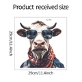 Funny cow character with sunglasses and scarf wall sticker decal detail and dimensions - 29*29CM/fun-f32 Static UV