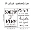 Guida alle dimensioni dettagliata con due adesivi murali spagnoli da 29x43cm - 29*43CM*2PCS/FX-A395 / Nero