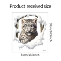 Detailansicht der 3D-Leoparden-Wandsticker mit Abmessungen von 34x38cm für die Dekoration - 3D Schneeleopard Stil (fun-f43)