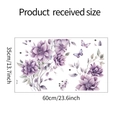 Detailansicht lila Blumen und Schmetterling Wandaufkleber mit Maßen von 60x35cm - Lila Blumen Schmetterling (fun-g2)