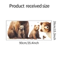 Watercolor brown bear family wall decal dimensions 39x90cm for kids room nursery decor - 39x90cm