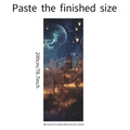 Dettaglio adesivo porta 200cm con castello incantato e lanterne decorative - Vista Notturna Castello Fantasia (MT092) / 38.5*200CM*2 Pezzi