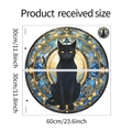 Detailed size guide for black cat stained glass wall decal 60cm by 60cm dimensions - Stained Glass Black Cat Style (FX-B405)