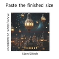 Detailed view of Middle Eastern festival wall decals with castle and lanterns in 51cm size - Finished 51x51 / Ramadan Night Illustration Theme