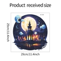 Dettagli sulle dimensioni dell'adesivo murale castello viola con misure di 29cm x 29cm - 29*29CM/M-329