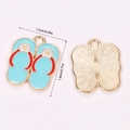 Blauwe teenslipper hanger van legering met rode bandjes en zonnebloem voor DIY-sieraden - Blauwe Slippers (A5-117)