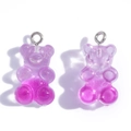 Translucent purple gradient and pink glitter resin bear charms for DIY jewelry making - Gradient Purple (A7-350)