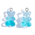 Blue gradient resin bear pendant with glitter and silver ring for DIY jewelry making - Gradient Blue (A7-350)