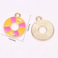 Roze en gele emaille reddingsboei hanger van legering voor DIY strand sieraden set - Roze Gele Reddingsboei (A5-118)