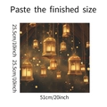 Detail showing dimensions of hanging golden lanterns wall stickers for home decoration - 25.5cmx51cm (2 Sheets)