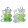 Sparkling green translucent resin bear pendant with silver metal ring for DIY jewelry - Gradient Green (A7-350)