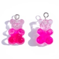 Pink resin gummy bear pendants with shimmering glitter for DIY necklaces and crafts - Gradient Rose Red (A7-350)
