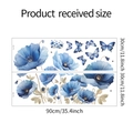 Detaillierte Größenübersicht für zwei 30x90cm Wandtattoos mit blauen Blumen und Schmetterlingen - 30x90cmx2PCS/fun-c13