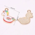Regenboog emaille eenhoorn hangers van goudkleurige legering voor DIY sieraden maken - Regenboog Eenhoorn Dobber (A5-119)