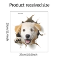 Detailed view of 3D dog wall sticker dimensions 29x27cm with realistic broken wall effect - 27*29CM/fun-m55