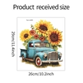 Dettagli dimensionali dell'adesivo da parete con camion blu vintage e girasoli - 26cmx29cm(fun-m68)