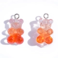 Cute gradient orange and pink resin gummy bear charms with silver metal rings - Gradient Orange (A7-350)