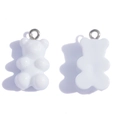 White resin gummy bear charm with metal ring for DIY necklace and keychain making - Solid White (A3-065)
