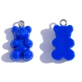 DIY jewelry charm featuring bright blue resin bears with silver metal rings - Solid Royal Blue (A3-065)
