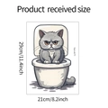 Cartoon angry cat toilet sticker product dimensions 29cm by 21cm detailed size view - 21*29CM (fun-m71)