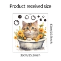 Detailed dimensions of the cartoon cat in bathtub and sunflower wall sticker at 43x39cm - 39x43cm (fun-f67)
