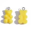 Translucent yellow gummy bear resin pendant with metal eyelet for DIY jewelry making - Solid Yellow (A3-065)
