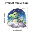 Detailed dimensions of 29cm cartoon dinosaur wall sticker with stars and clouds - 29cmx29cm (fun-m75)