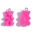 Pink resin gummy bear charm with silver metal jump ring for DIY jewelry making - Solid Rose Red (A3-065)