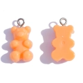 DIY colorful resin gummy bear pendant in orange peach finish with metal jump ring - Solid Light Orange (A3-065)