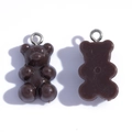 Chocolate brown resin gummy bear charms with silver jump rings for DIY jewelry making - Solid Brown (A3-065)