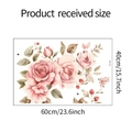 Detailed size chart for pink watercolor rose wall sticker measuring 40x60cm for bedroom - Watercolor Rose Style (fun-e36)