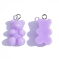 Translucent purple resin gummy bear charm with silver loop for DIY jewelry making - Solid Purple (A3-065)