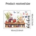 Detail of fun-e24 watercolor kitchen wall decals showing product dimensions 60cm by 40cm - Kitchen Seasoning Bottle Style (fun-e24)